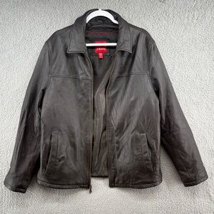 Izod Genuine Lamb Leather Jacket Brown Zip Front Size Medium